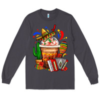 Smoke Mexican Frappe With Cactus Sombrero And Maracas Long Sleeve Tee - FaDigitalArtStudio