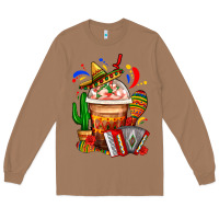 Toasted Coconut Mexican Frappe With Cactus Sombrero And Maracas Long Sleeve Tee - FaDigitalArtStudio