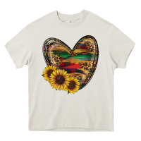 Cream Sunflower Fall Heart Heavy Core Tee - RanaPortraitStore