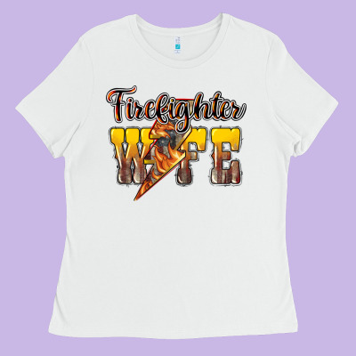 Firefighter Wife Lightning Bolt Ladies Tee Designed By Howdyjamesfarm