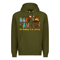 Army Green Happy Camper Be Happy Or Go Away Premium Hoodie - CowhideDigitalArt