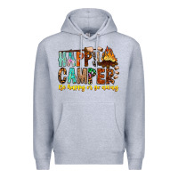 Heather Grey Happy Camper Be Happy Or Go Away Premium Hoodie - CowhideDigitalArt