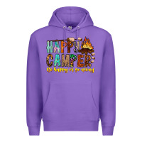 Purple Happy Camper Be Happy Or Go Away Premium Hoodie - CowhideDigitalArt