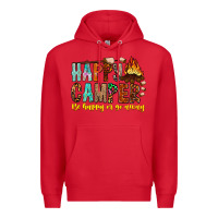 Red Happy Camper Be Happy Or Go Away Premium Hoodie - CowhideDigitalArt