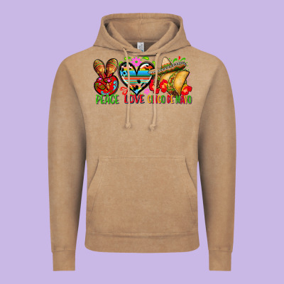 Peace Love Cinco De Mayo Vintage Hoodie Designed By Fadigitalartstudio