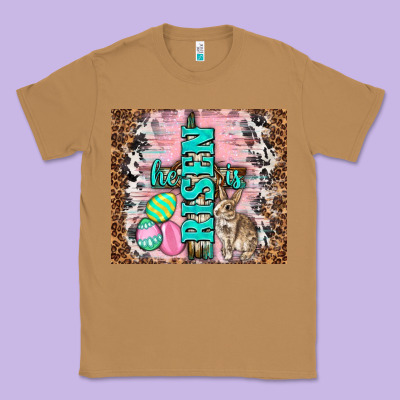 Western He Is Risen With Rabbit Classic Tee Designed By Tumblerdesignbyshophia