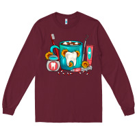 Burgundy Dentist Coffee Long Sleeve Tee - FaDigitalArtStudio