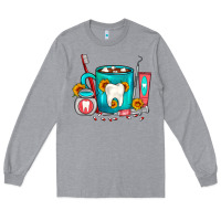 Heather Grey Dentist Coffee Long Sleeve Tee - FaDigitalArtStudio