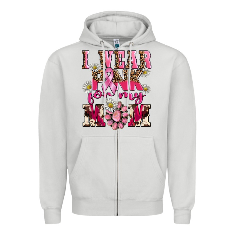 I Wear Pink For My Mom Zipper Hoodie by BarkalooDesign | Teevron