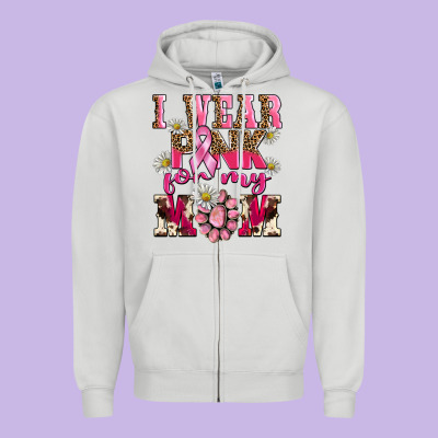 I Wear Pink For My Mom Zipper Hoodie Designed By Barkaloodesign