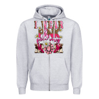 Heather Grey i wear pink for my mom Zipper Hoodie - BarkalooDesign