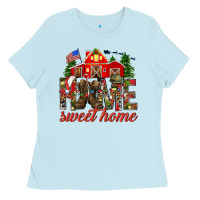 Baby Blue Army Christmas Home Sweet Home Ladies Tee - HowdyJamesFarm