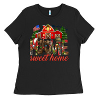 Black Army Christmas Home Sweet Home Ladies Tee - HowdyJamesFarm