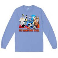 Colony Blue It's Game Day Y'all Soccer Coffee Cups Long Sleeve Tee - FaDigitalArtStudio
