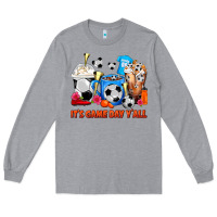Heather Grey It's Game Day Y'all Soccer Coffee Cups Long Sleeve Tee - FaDigitalArtStudio