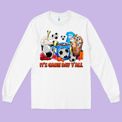 It's Game Day Y'all Soccer Coffee Cups Long Sleeve Tee Designed By Fadigitalartstudio