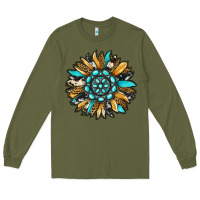 Army Green gemstone sunflower Long Sleeve Tee - RanaPortraitStore