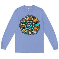 Colony Blue gemstone sunflower Long Sleeve Tee - RanaPortraitStore