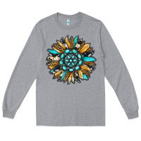 Heather Grey gemstone sunflower Long Sleeve Tee - RanaPortraitStore