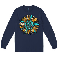 Navy gemstone sunflower Long Sleeve Tee - RanaPortraitStore