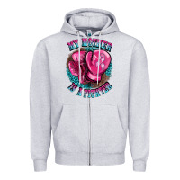 Heather Grey my mother is a fighter Zipper Hoodie - BarkalooDesign