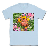 Dusty Blue flamingo with leopard Classic Tee - TumblerDesignByShophia