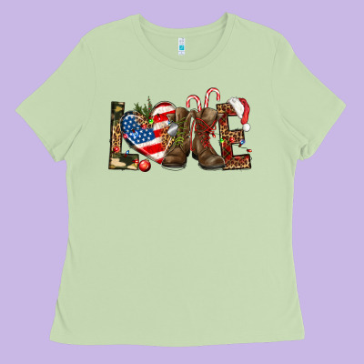 Army Christmas Love 4th Of July Ladies Tee Designed By Howdyjamesfarm