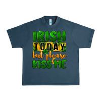 Midnight Navy Irish today but please kiss me Urban Heavy Tee - CowGirlArtShop