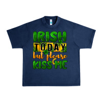 Navy Irish today but please kiss me Urban Heavy Tee - CowGirlArtShop