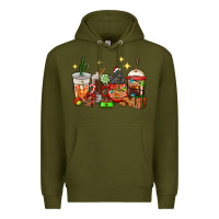 Army Green Christmas coffee cups with Labrador Premium Hoodie - RanaPortraitStore