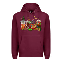 Burgundy Christmas coffee cups with Labrador Premium Hoodie - RanaPortraitStore