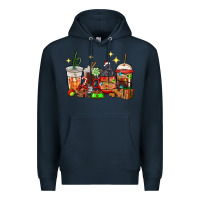 Navy Christmas coffee cups with Labrador Premium Hoodie - RanaPortraitStore