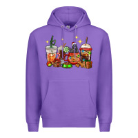 Purple Christmas coffee cups with Labrador Premium Hoodie - RanaPortraitStore