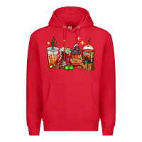 Red Christmas coffee cups with Labrador Premium Hoodie - RanaPortraitStore