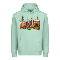 Seafoam Christmas coffee cups with Labrador Premium Hoodie - RanaPortraitStore