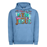Pigment Pebble Blue all i need is the gym and jesus Urban Hoodie - JahusDesignShop