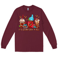 Burgundy American Football Coffee Cup Long Sleeve Tee - FaDigitalArtStudio