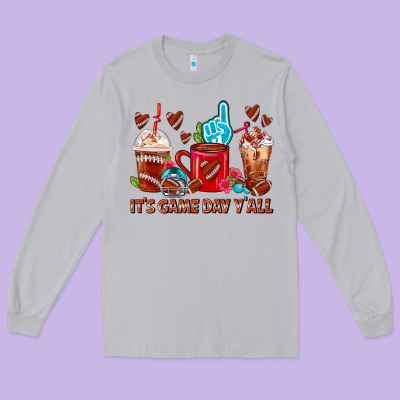 American Football Coffee Cup Long Sleeve Tee Designed By Fadigitalartstudio