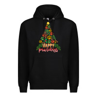 Black paw print christmas tree Premium Hoodie - CowhideDigitalArt