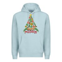 Blue Mist paw print christmas tree Premium Hoodie - CowhideDigitalArt