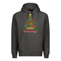 Charcoal Heather paw print christmas tree Premium Hoodie - CowhideDigitalArt