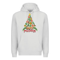 Dove Grey paw print christmas tree Premium Hoodie - CowhideDigitalArt