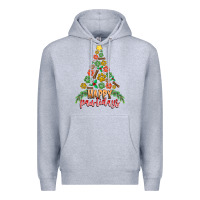 Heather Grey paw print christmas tree Premium Hoodie - CowhideDigitalArt