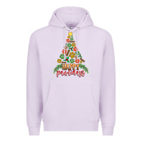 Lilac paw print christmas tree Premium Hoodie - CowhideDigitalArt