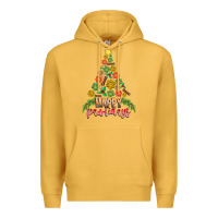 Mustard paw print christmas tree Premium Hoodie - CowhideDigitalArt