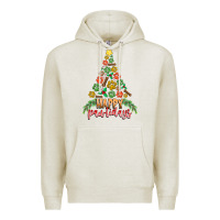 Oatmeal Heather paw print christmas tree Premium Hoodie - CowhideDigitalArt