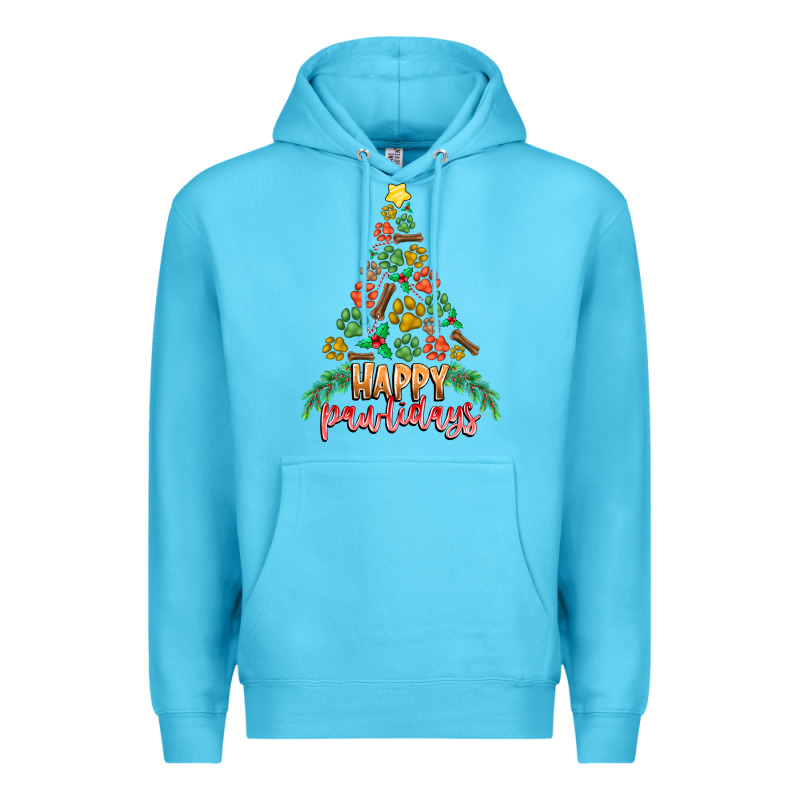 Paw Print Christmas Tree Premium Hoodie by CowhideDigitalArt | Teevron