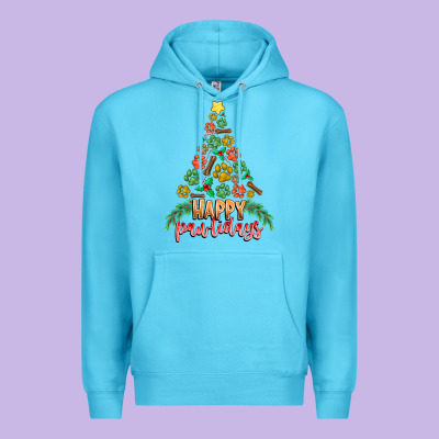 Paw Print Christmas Tree Premium Hoodie Designed By Cowhidedigitalart