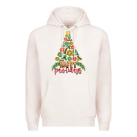 Pale Pink paw print christmas tree Premium Hoodie - CowhideDigitalArt