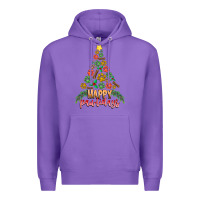 Purple paw print christmas tree Premium Hoodie - CowhideDigitalArt